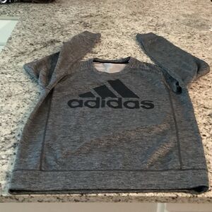 adidas Heather Gray Crew Sweatshirt with Black Logo